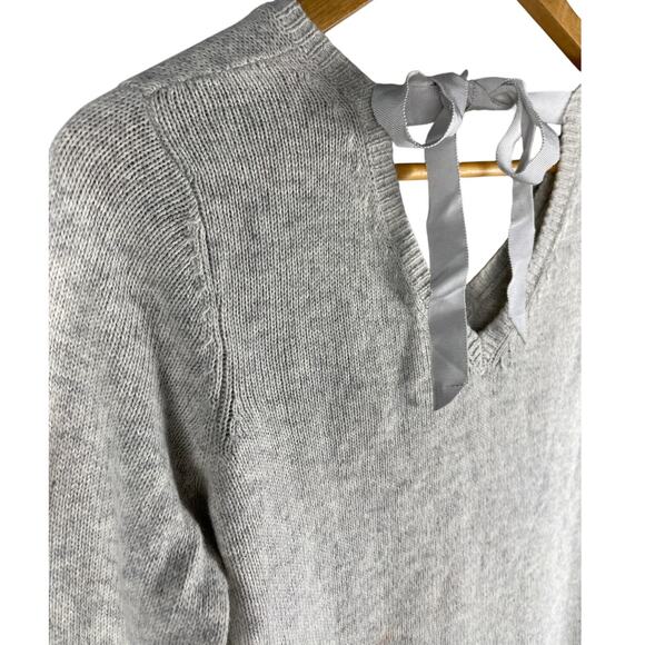 Anthropologie MOTH Light Gray Tie Back Neck Cashmere Blend Sweater Size Small‎ - Picture 8 of 10